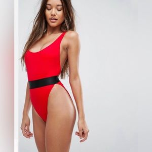 ASOS High Leg elastic waist swimsuit